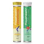 Fixuphealth Calcium 500mg Vitamin D3 Strong Bone Muscles Effervescent Tablets 20 tablets & Multivitamins Multiminerals Effervescent Tablets body & skin health Pack of 1 20 tablets Immunity Combo Pack