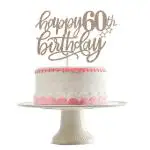 Festiko Happy 60th Birthday Cake Topper Rose Gold Glitter 60th Birthday Cake Topper, 60th Birthday Decorations For Women