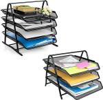 TruVeli 8 Compartments Metal Letter Holder::Pen Stand::File Holder::Desk Organizer (Black)