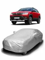 DTC Recaro Car Body Cover Compatible with Maruti Suzuki BREZZA (2022-2023) with Mirror Pocket (Spyro Silver/Waterproof)