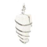 Astroghar Clear Quartz Rough Spiral Cage White Pendant