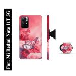 Mobi Elite Beautiful Butterfly Printed Hard Back Cover Case with Mobile Holder, Pop holder, Pop socket for Mi Redmi Note 11T 5G, Xiaomi Poco M4 Pro 5G