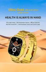 CLUBCLASSY Smart Watch c9 Ultra Ultra Gold Series Calling with Screws Crown Working Wireless Charging (Golden Black Orange 3 Strap