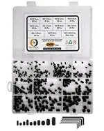Epi-Torque Allen Head Socket Hex Grub Screw Set Assortment Kit with Plastic Box and Matching Allen Keys - 10 Sizes M3,4,5,6,8 - 12.9 Class Black Alloy Steel (Pack of 260)