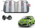 WolkomHome Silver foil Shade UV Protection Curtain Car Sunshade Film Windshield Visor Front Windshield Sunshade Cover for Honda Brio