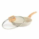 Carote Non Stick Fry Pan with Lid Granite Fry Pan, Induction Omlette Pan, Nonstick Cooking Pan, 24cm