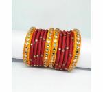 Aashirwad Traders Handmade Multicolor Plastic and Silk Thread Kundan Bangle (Women) - 2.4 (set of 12)