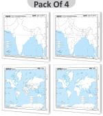 GO WOO SMALL - 100 INDIA AND WORLD POLITICAL , PHYSICAL OUTLINE MAP FOR SCHOOL I Combo of 4 maps