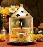 T-KA108 Akhand Diya Medium Size Brass Table Diya  (Height: 12 inch)