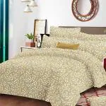 Jaipur Weaves Bedsheet Double Bed - 100% Pure Cotton Bed Sheet with 2 Pillow Covers, Super Soft Bedsheets Set, 90 x 100 Inches / 7.5ft x 8.3ft (Beige Flowers)