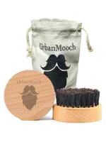 UrbanMooch Round Boar Bristle Beech Wood Beard Brush And Mustache Brush