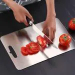 Leplion Silver Stainless Steel And Metal Dishwasher Safe Fruit Vegetables Breads And Meats Chopping Cutting Board For Kitchen
