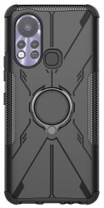 Spacekart Infinix Hot 11S Black Silicone Shockproof Dazzle Kick Stand Back Case Cover