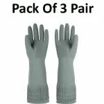 NEW INDIA FIRE TECH Cleaning Wrinkle Glove for Home cleaning Utensils cleaning Bathroom cleaning Gardening, Grey pack of 3 pair