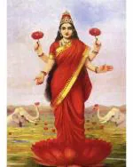 DECOR ADVENTURES Goddess of Wealth and Prosperity (Devi Lakshmi) by Raja Ravi Varma Wall Painting 14 x 18 inch