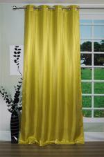 Lushomes Polyester Green Satin Striped Blackout Long Door Curtain with Metal Eyelets 54 inch x 108 inch
