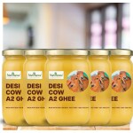 Nutrifarms Pure Ghee Cow A2 Cow Ghee For Gives Strength | A2 Desi Ghee For Delicious Food | Pure Cow Ghee For Glowing Skin | Good For Gut | Healthy Heart | Cow Desi Ghee (Pack Of - 5) Each 1Ltr
