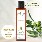 Mystiq Living Olive Oil, Cold Pressed Extra Virgin 100% Pure Oil For Face, Hair, Skin & Body Massage -200 ML
