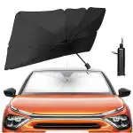 BREAZBELL car Windshield Sun Shade Protector- Foldable Car Shades for Windows, 3 Layers UV Block Umbrella, Car Front Window Heat Insulation Car Accessories for Pickup, SUV, Sedan