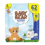 Baby Bear Premium Diaper Pants | Cottony Soft and rash free with Wetness Indicator | Aloe Vera Lotion | Soft waistband | Bubble Bed Technology | 10 Disposable Bags | Large (9-14Kg)- 62 Pieces