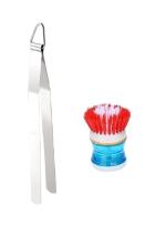 Urban Buy Stainless Steel Roti Chimta Tong With Kitchen Cleaning Sink Brush and Multicolour, Pack of 2