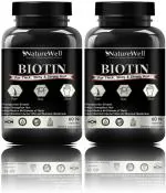 Naturewell Biotin Maximum Strength For Hair Skin And Nails-10000 Mcg Pro, 60 Capsules Each (Pack Of 2)