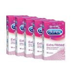 DUREX Extra Ribbed for intense pleasure Condom (Set of 5, 50 Sheets)