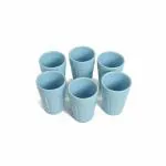 Meraki Mix Blue Cutting Chai Cup | Ceramic Tea Cup | Tea Cups | Tea Set of 6 | (110 Ml)