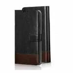 ClickCase Zorro Dual Shade Series For Jio Jiophone NeXT Black and Brown Faux Leather Mobile Wallet Flip Cover
