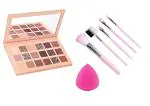 BIOAQUA Nude Eyeshadow Palette 18 Color Makeup Palette Highlighters Eye Make Up High Pigmented Professional Mattes and Shimmers With Makeup Brush and Beauty Blender Sponge Puff