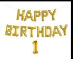 DecorXprime Solid Happy 1 Birthday Foil Letters 16 inch Happy in Gold & Numbers Gold, Pack of 14 Balloon (Gold, Pack of 14)