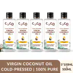 COCO CRUSH Extra Virgin Coconut Oil - 100% Pure Cold Pressed - Facial Massage (5*100 ml) | 500ml