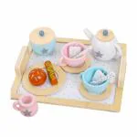 Sakuya Tea Set, Princess Kitchen Tea Party Pretend Play Toy, Wooden Tea Party Set for Toddlers, Kid Afternoon Tea Set with Teapot, Cups, Spoon, Fruit, Birthday Gift