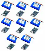 InventoSales 8Pcs 3.7V 1500mAh 50x35x12mm Li-ion Lithium-ion Rechargeable Battery pack with TP4056 battery charger module
