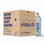 HYDRATE Ionized Alkaline Water with Perfectly Balanced 8.5 pH Essential Minerals Pack of 9(1 Liter)