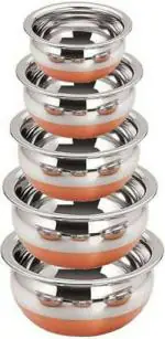 IM ENTERPRISE Multicolor Stainless Steel Handi Pot Set 0.5 L, 0.8 L, 1.1 L, 1.6 L, 2.1 L (Pack of 5)