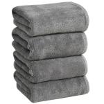 Cotton Bolls Textiles Microfiber Hand Towels Set of 4 (Grey) Kitchen Towel Super Soft, Lint Free, Quick Dry, Multi-Purpose Towel