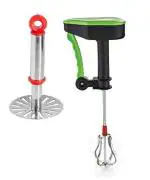 URBAN BUY Stainless Steel Pav Bhaji Masher With Stainless Steel Hand Blender and Multicolour, Pack of 2