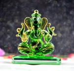 Glass Ganesha Idol, Standard 1 Piece (Green Colour)