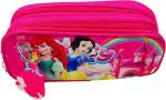 POKSI Disney Princess Double Pocket Leatherite Pencil Pouch Disney Princess Art Canvas Pencil Box l Set of 1 Pink
