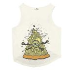 Ruse Rotten Pizza Printed Ecru Cotton Cat Sleevless Tank T-Shirt - M