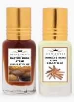 Menjewell Combo Pack Of 2PCs Attar(Kasturi Musk 5ML,Chandan-E-Khaas 5ML) 10ML Attar (Floral, Woody)
