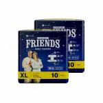 Friends Overnight Adult Diapers Tape Style - 20 Count (Extra Large) with odour lock and Anti-Bacterial Absorbent Core