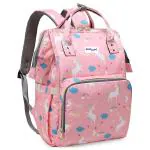 Bumtum Baby Diaper Bag For Mothers | Spacious Waterproof Backpack With Multiple Pockets To Easily Organise Baby Essentials, Various Sized Pockets (Unicon Print, Pink)