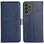 Genron Samsung A73 5G Flip Cover Case | 360 Protection | Inbuilt Stand & Pockets | Wallet Style Leather Flip Back Cover Case for Samsung Galaxy A73 5G (Blue)