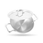 Storehaus Triply Stainless Steel 22 cm Deep Kadai with Lid, 2.5 L Capacity, Ideal For Curry/ Stir Fry/Deep Fry, Broad Hold Handles, Smooth Surface, Induction & Gas Safe with 2 Years Warranty.