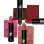 PERPAA Creamy Matte Lipstick Combo Set Of 4 Bright Long Stay Intense Color 3.5gm Each|Pink, Nude, Brown, Rose Red