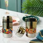 Denique Stainless Steel Mukhwas Mouth Freshener Salt and Pepper Shakers Set for Dining Table