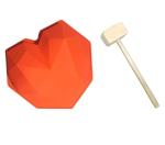 Tuelip Heart Shaped Silicone Pinata Cake Mould 21 cm with Wooden Hammmer 24 cm