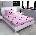FLUFFANDFUR Single Bed Elastic Fitted Cartoon Print Kids Room Glace Cotton Bed Sheet with 1 Pillow Cover | Single Bedsheet for Kids(Fits Upto 8 inch Mattress)(36 * 72)(Mickey Mouse):